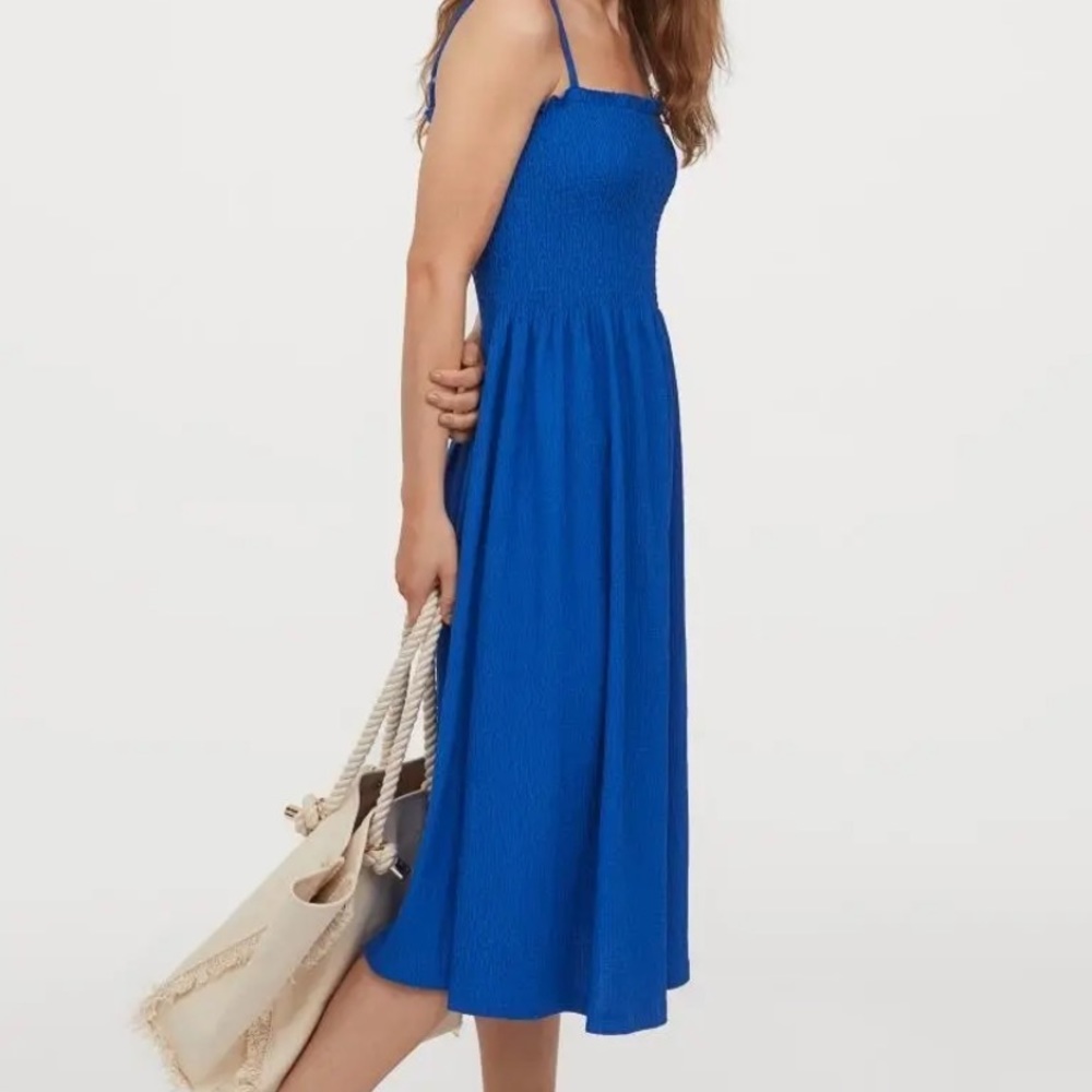Blue sleeveless cotton dress